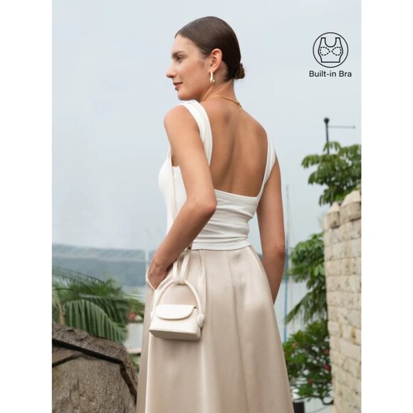 OGL White NWT Slinky Square Open-Back Brami Tank Top xl - Picture 2 of 9